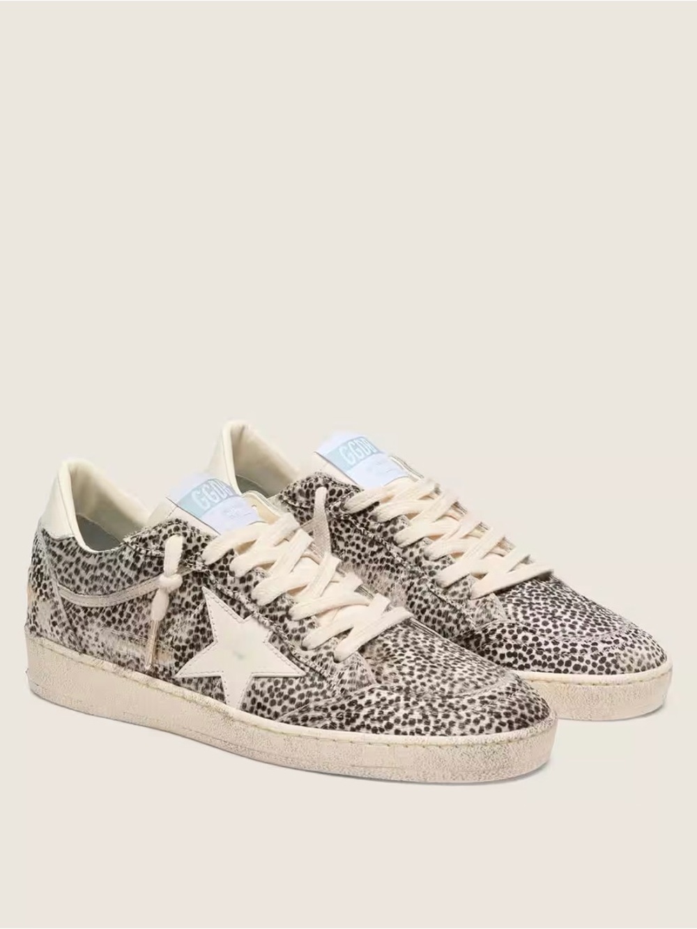 Golden Goose Leopard-Print Cream and Black Superstar Sneakers